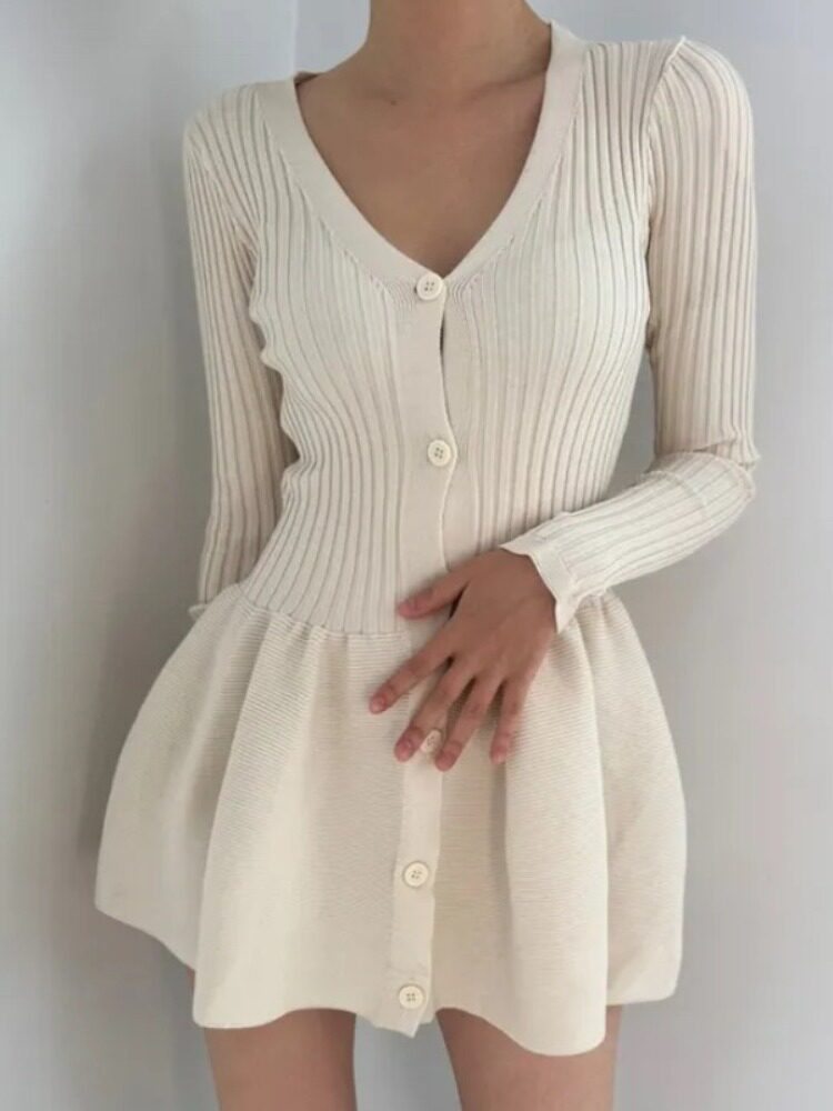 Women's White Knit A-Line Dres - French Vintage Floral Midi Dress review and price