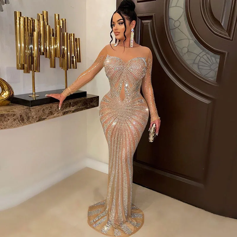 Sexy Sparkly Crystal Rhineston - Sexy Mesh Sheer Bodycon Dress review and price