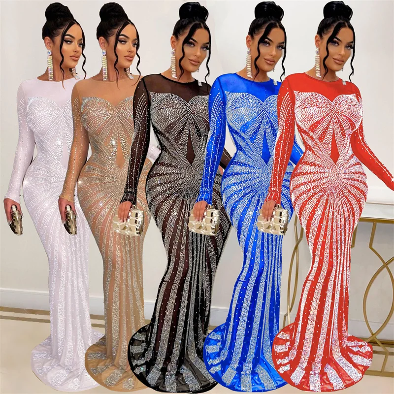 Sexy Sparkly Crystal Rhineston - Sexy Mesh Sheer Bodycon Dress review and price
