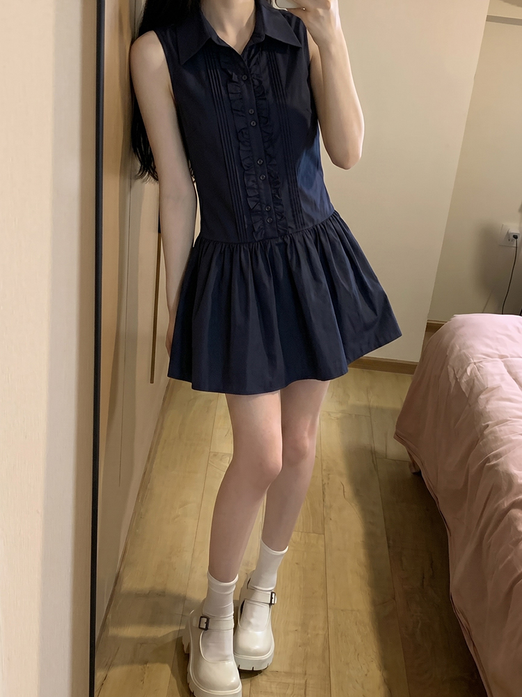 Slimming Effect Korean College - Korean Style A Line Shirt Dress review and price