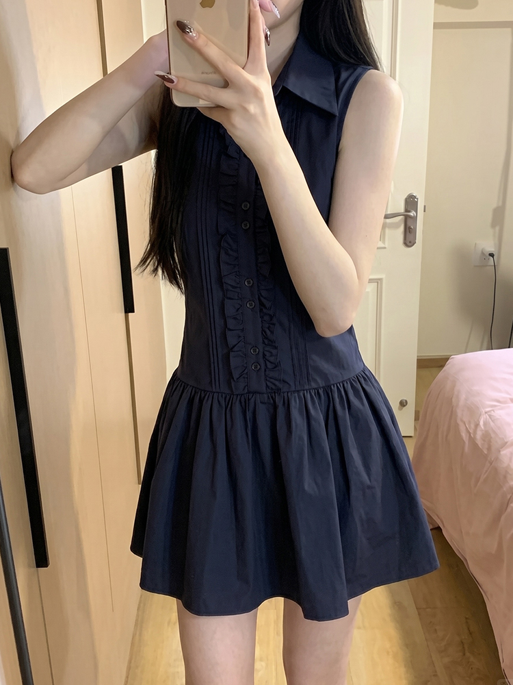 Slimming Effect Korean College - Korean Style A Line Shirt Dress review and price