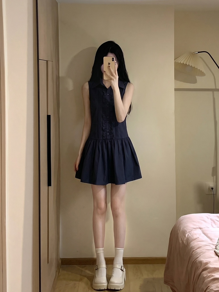 Slimming Effect Korean College - Korean Style A Line Shirt Dress review and price