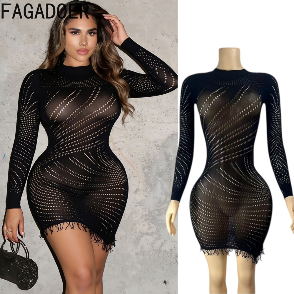 FAGADOER Womens Sexy Bodycon M - Sexy Mesh Sheer Bodycon Dress review and price