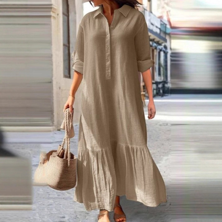 2026 European and American New - Casual Loose Linen Shirt Dress review and price