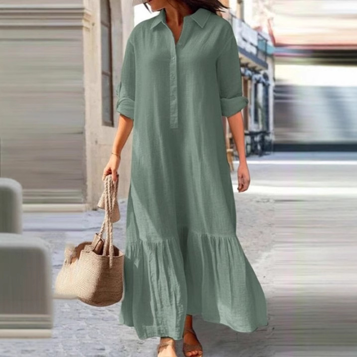 2026 European and American New - Casual Loose Linen Shirt Dress review and price