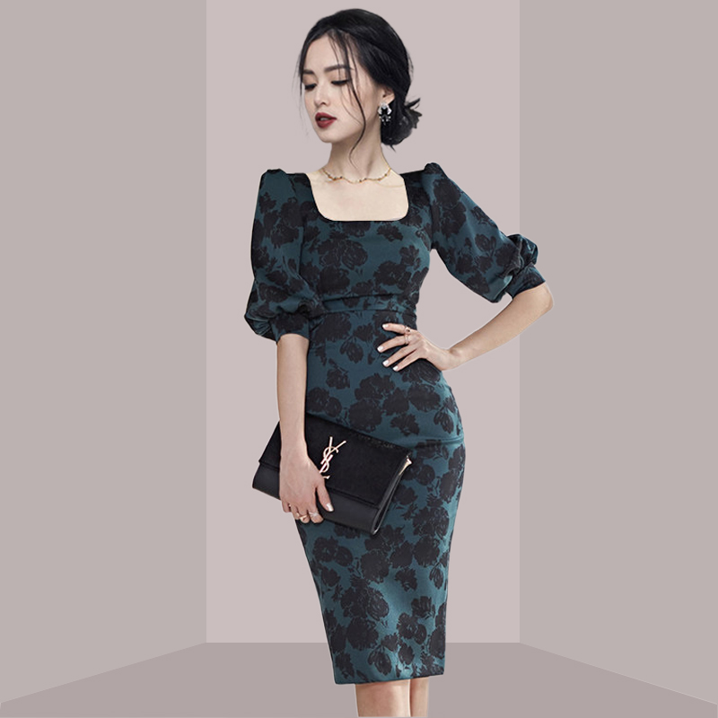 Elegant Ladylike Floral Print  - French Vintage Floral Midi Dress review and price