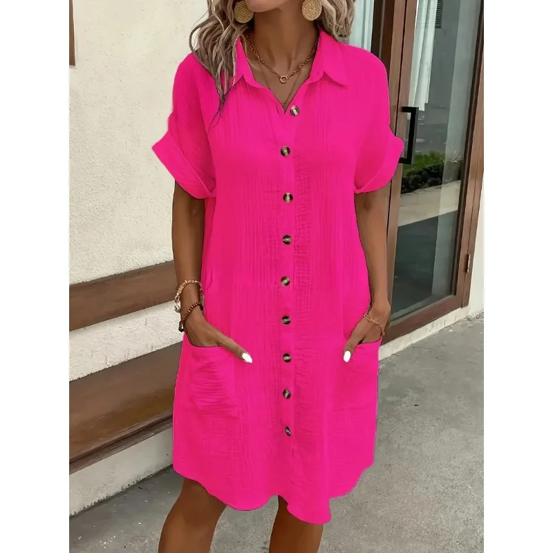 Fashion Casual Cotton Linen St - Casual Loose Linen Shirt Dress review and price