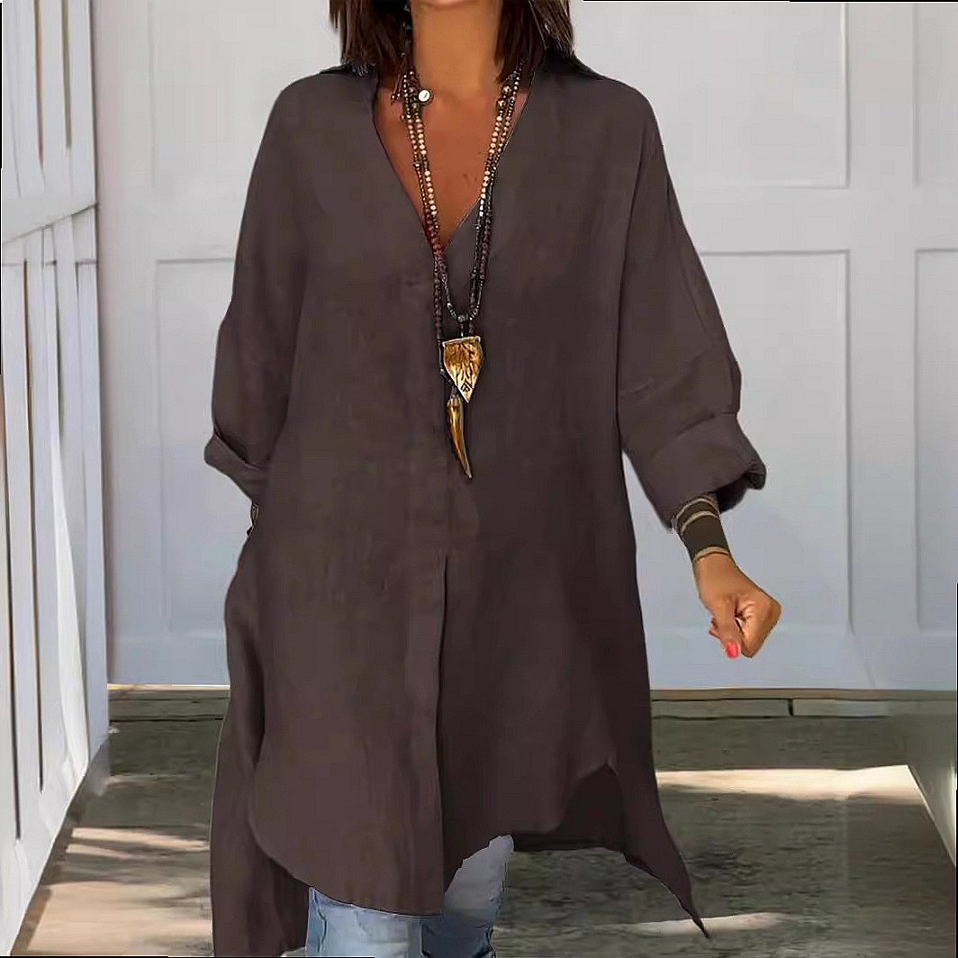 Women's Linen Shirt Dress Loos - Casual Loose Linen Shirt Dress review and price