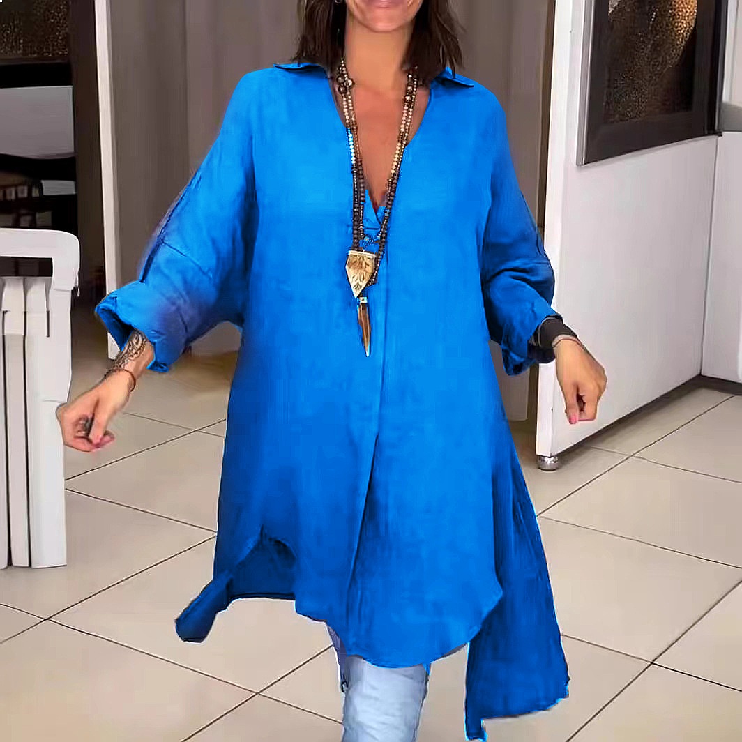 Women's Linen Shirt Dress Loos - Casual Loose Linen Shirt Dress review and price