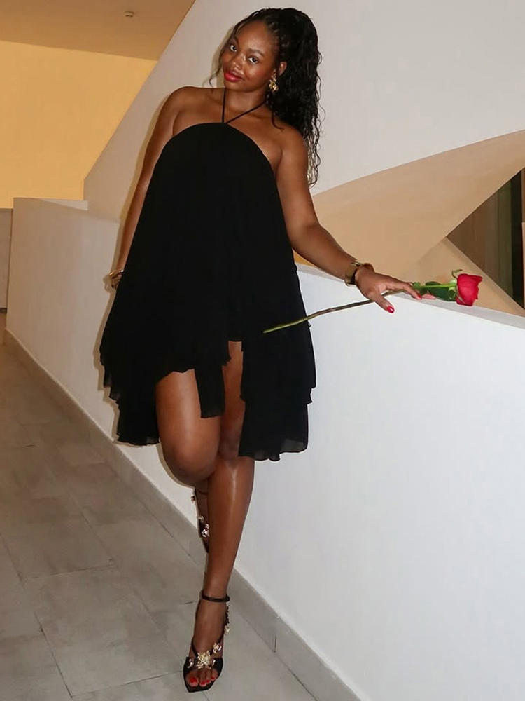 Halter Loose Dress Women Y2K S - Y2K Backless Halter Mini Dress review and price
