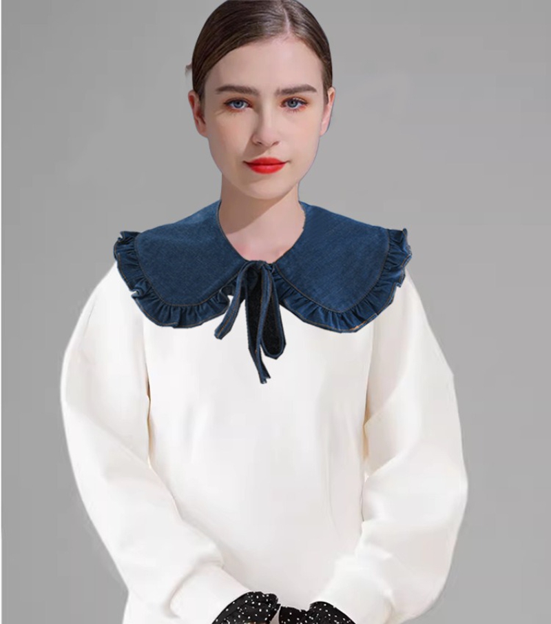 Sweet Blue Denim Ruffle False  - Blouses review and price