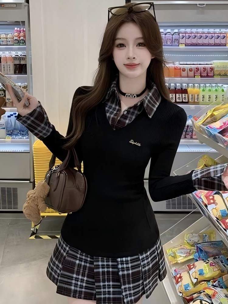 Korean Style Slim Fit  Collar  - Korean Style A Line Shirt Dress review and price