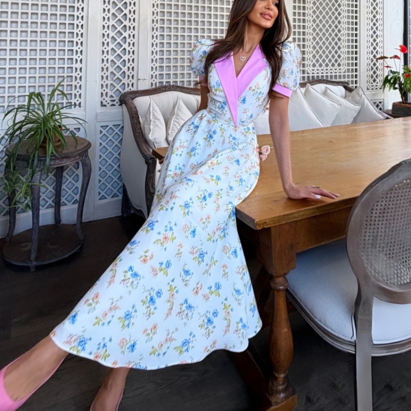 Elegant 2026 Summer Floral Pri - French Vintage Floral Midi Dress review and price