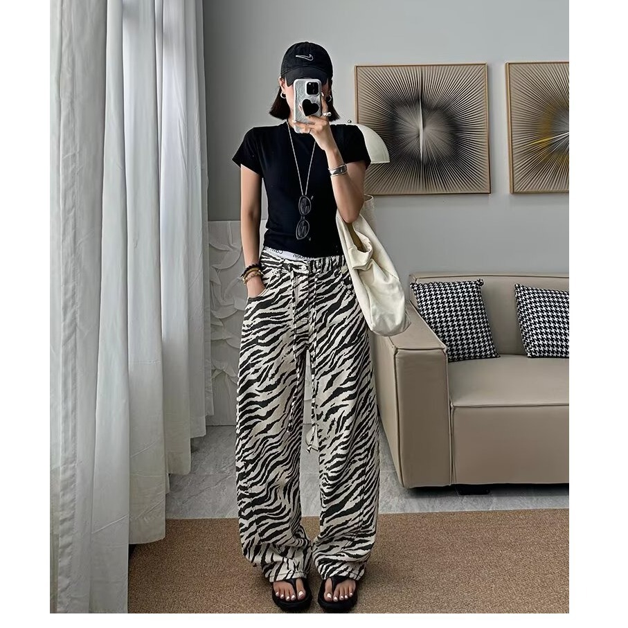 Zebra Pattern Women Jeans Vint - Jeans review and price