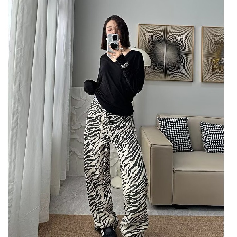 Zebra Pattern Women Jeans Vint - Jeans review and price