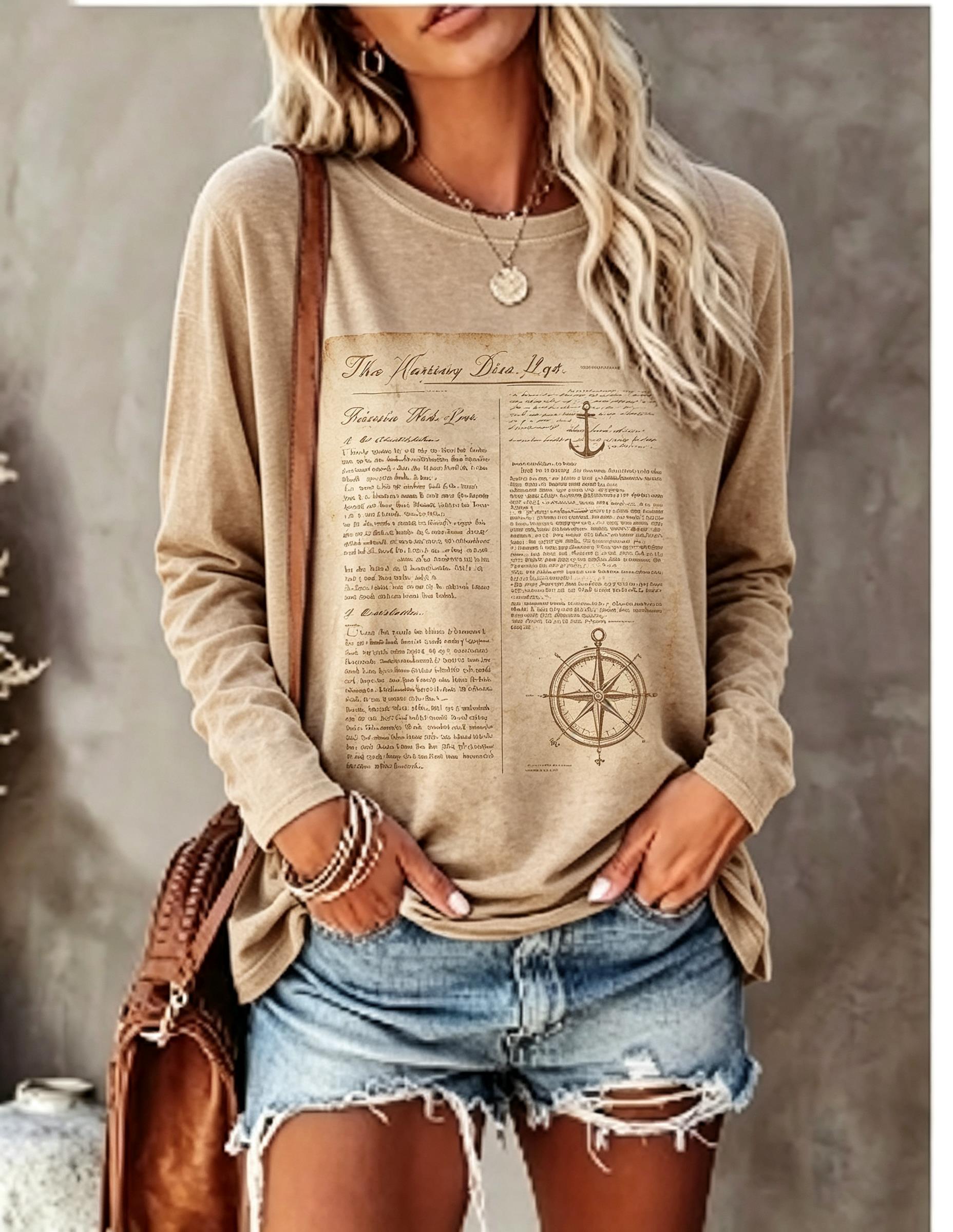 Women Long Sleeve T Shirt Vint - Blouses review and price
