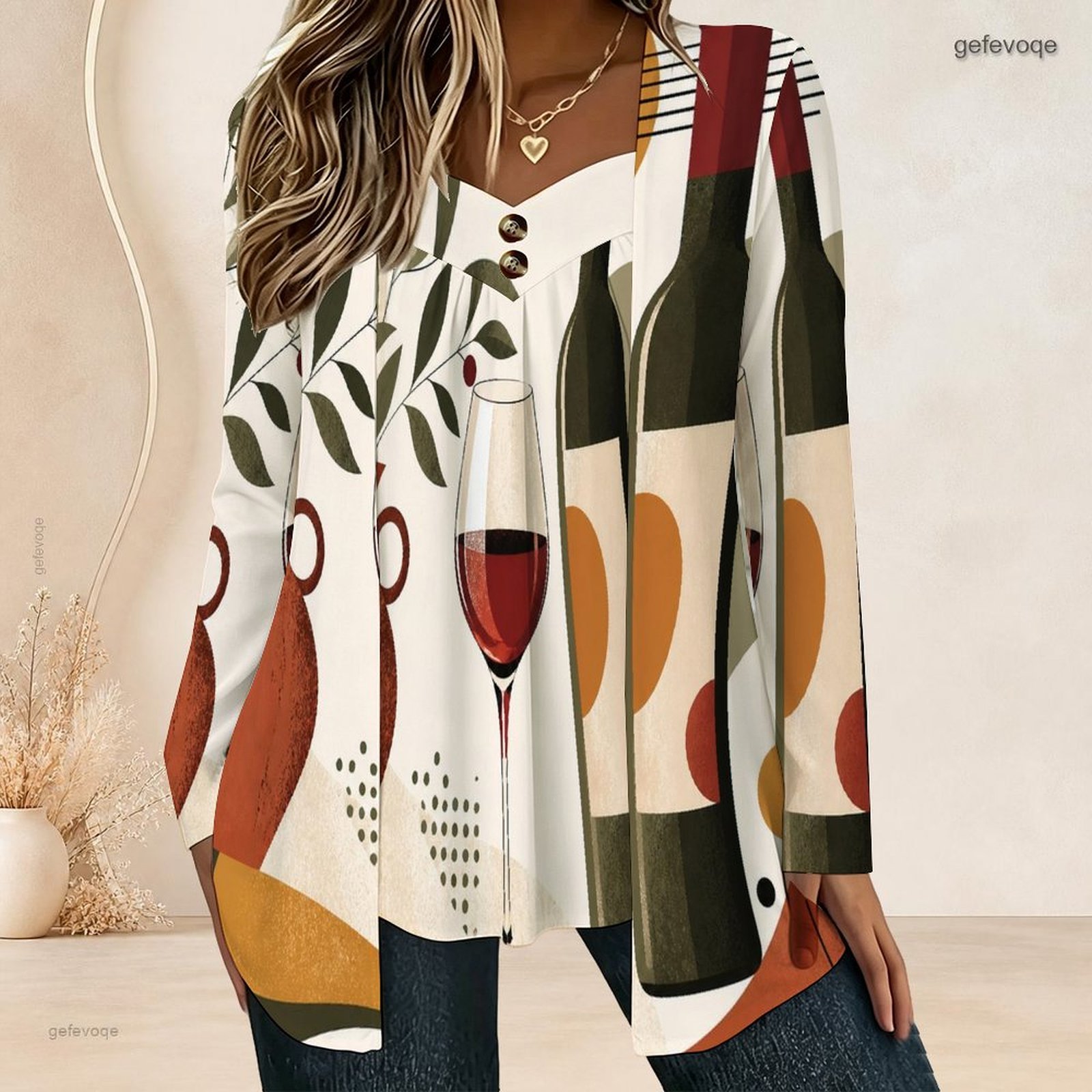 Women Fake Two Piece Long Slee - Blouses review and price