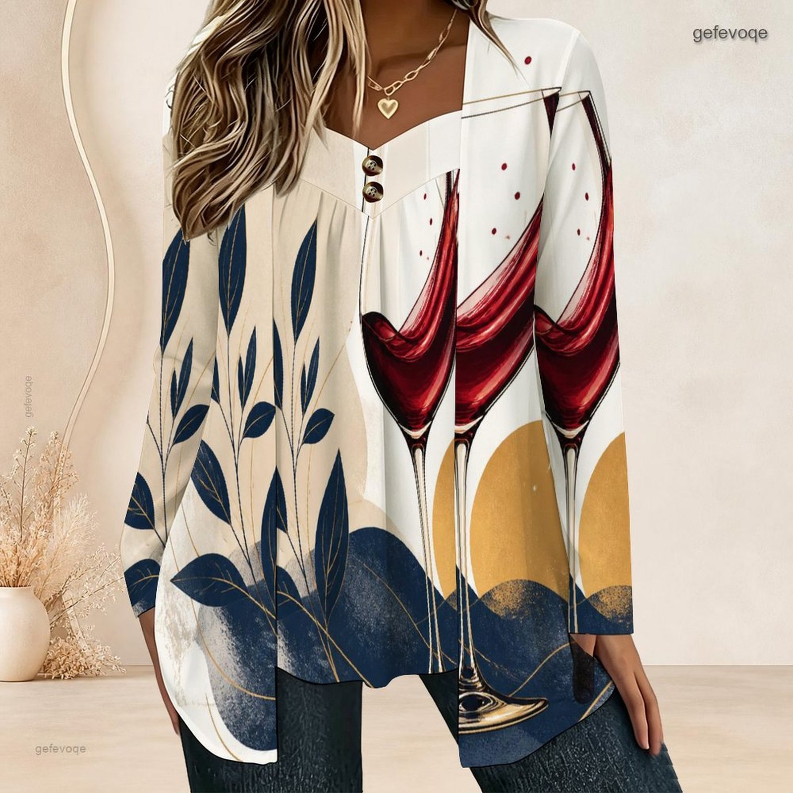 Women Fake Two Piece Long Slee - Blouses review and price