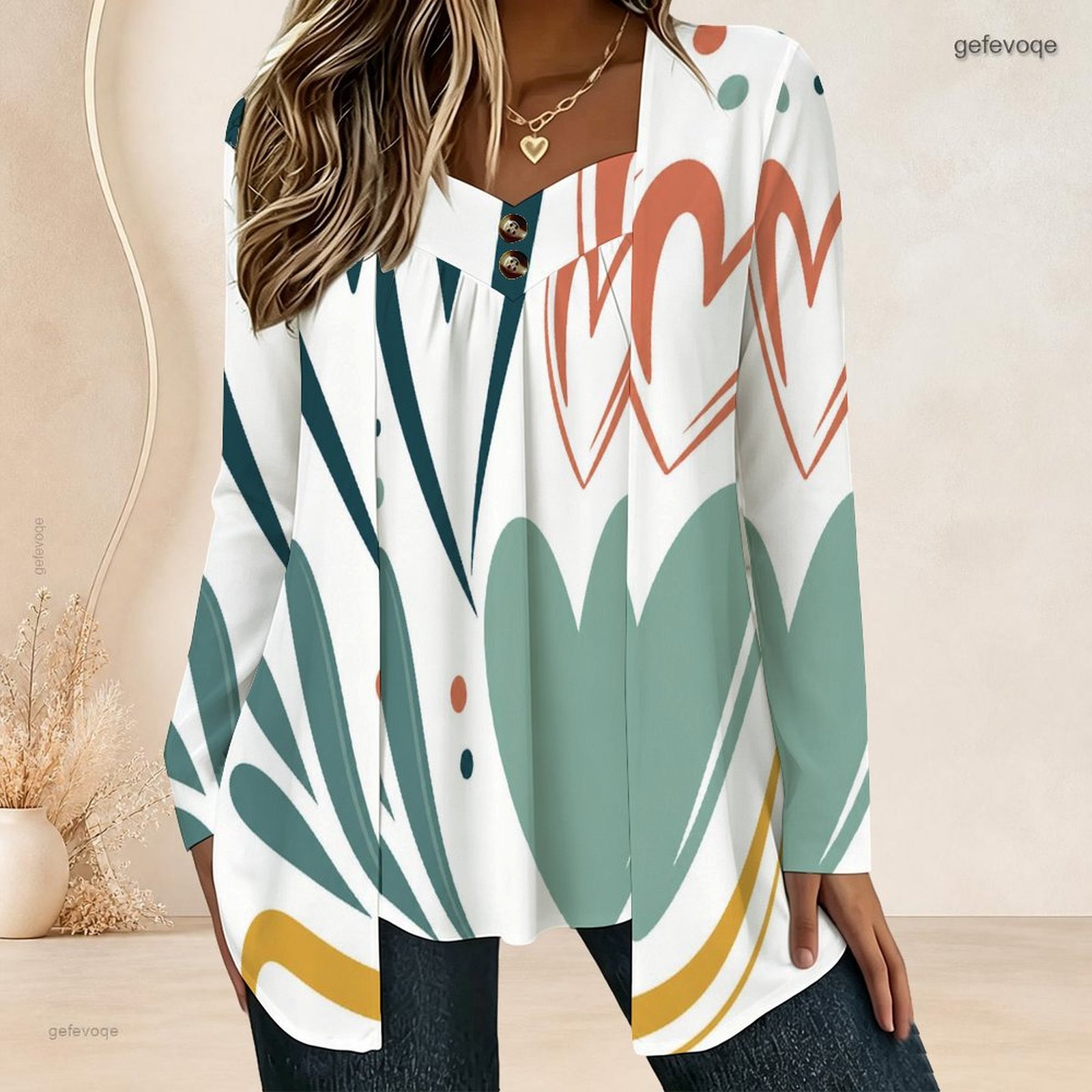 Women Fake Two Piece Long Slee - Blouses review and price
