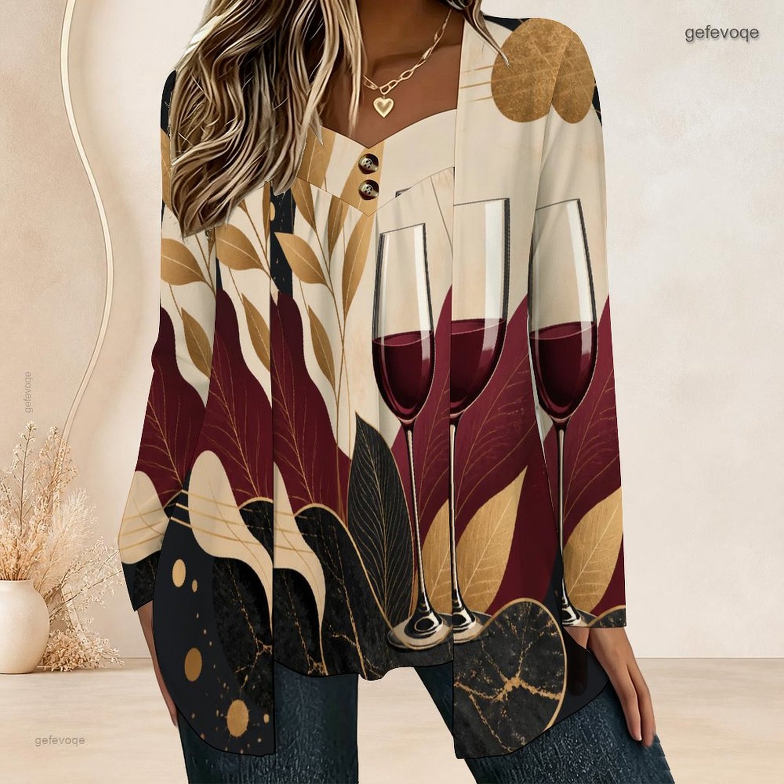 Women Fake Two Piece Long Slee - Blouses review and price